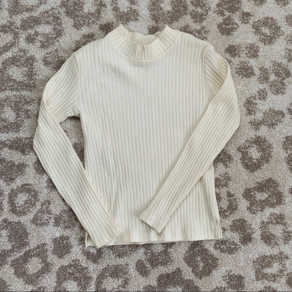 Girls White Knit Turtleneck - size 8 - Zara